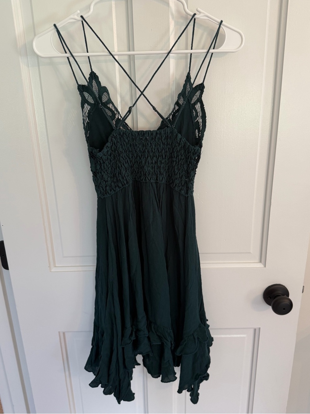 Free People FP One Adella Slip Dress XS Green Crochet Lace Boho Mini - Picture 8 of 8